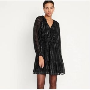 Old Navy Waist-defined Swiss-dot Shine Mini Dress